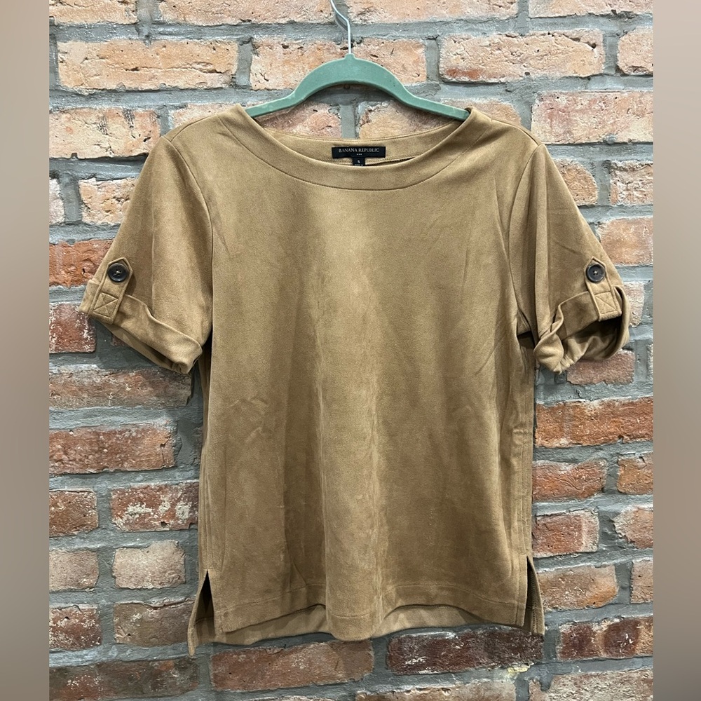 banana republic suede short sleeve size S